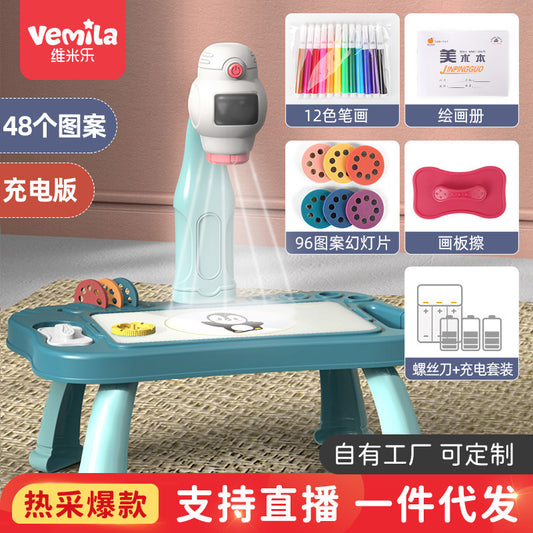 Multi-function Drawing Board Net Red Children&#039;s Day Educational Toys Stall Six One Gift Can Wipe Dust-free Projection Graffiti Board Table