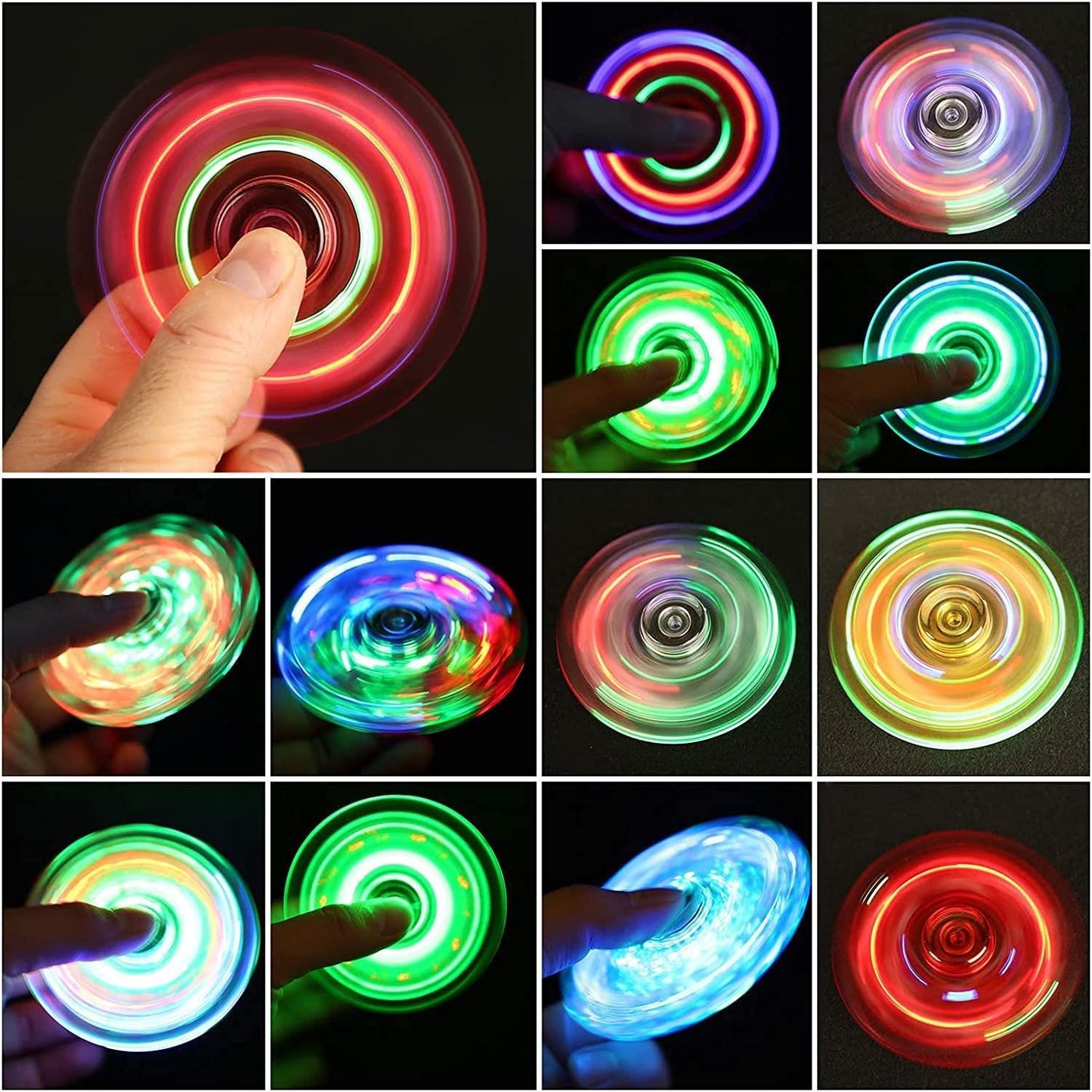 New Fingertip Crystal Gyro LED Luminous Transparent Flash Decompression Gyro Toy