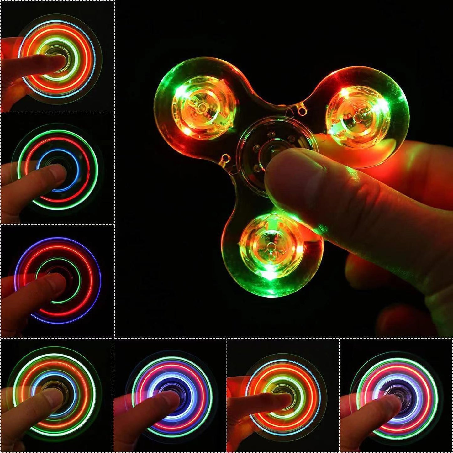 New Fingertip Crystal Gyro LED Luminous Transparent Flash Decompression Gyro Toy