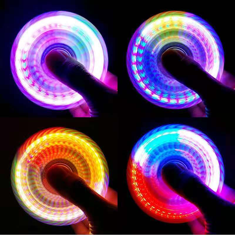 New Fingertip Crystal Gyro LED Luminous Transparent Flash Decompression Gyro Toy