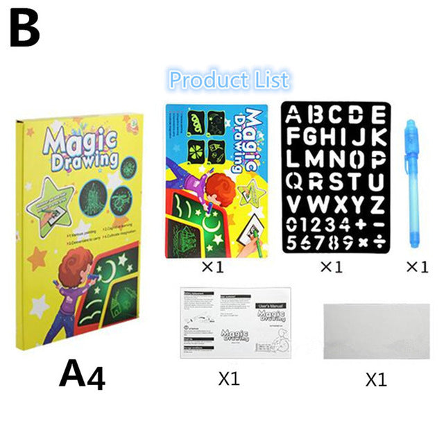 Fluorescent Drawing Board 3D Luminous Graffiti Board Drawing Toy Draw With Light Fun